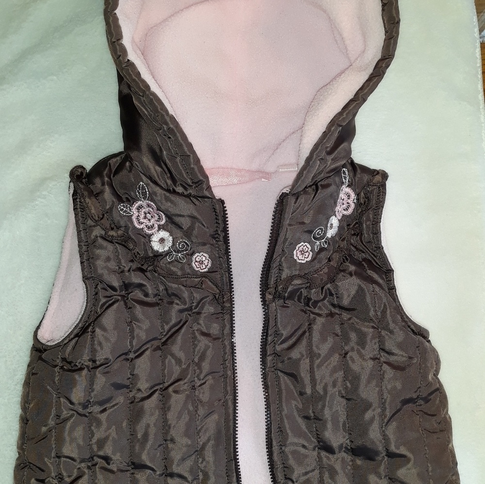 Brown and pink girls toddler vest